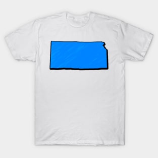 Bright Blue Kansas Outline T-Shirt